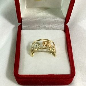 🌟 18K White Yellow Rose Gold Ring Elephants